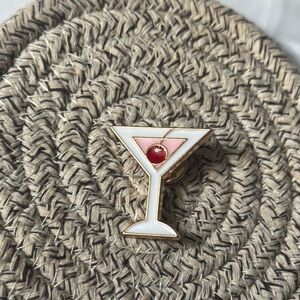 Gold‎ and Pink Martini Glass pin